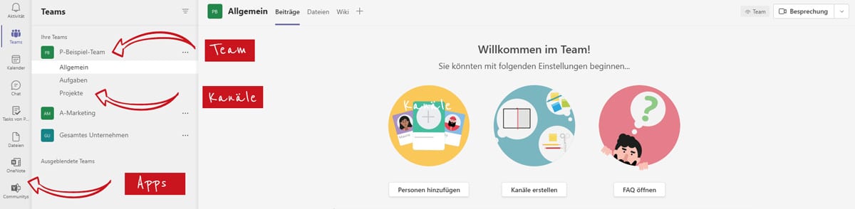 Microsoft Teams Aufbau